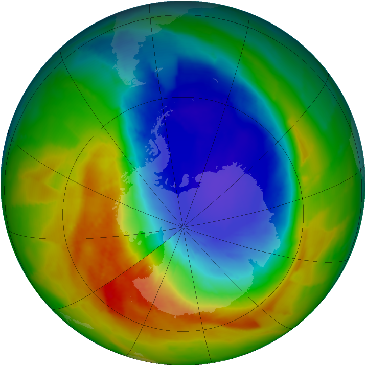Antarctic ozone map for 11 October 2012